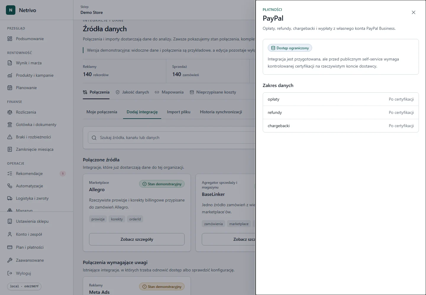 Szczegóły konfiguracji PayPal w Netrivo.
